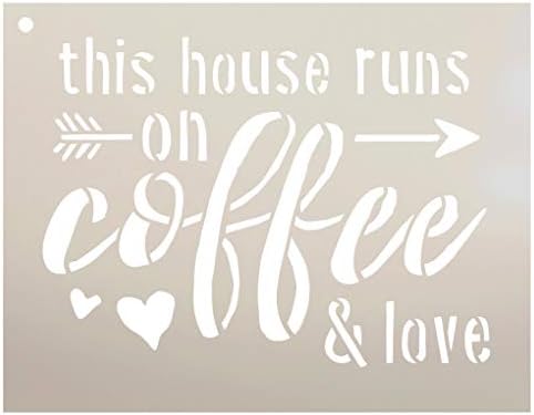 Ezt a Házat Vezeti A Kávé & Love Stencil a Nyíl Szívét által StudioR12 | Újrafelhasználható Mylar Sablon | Használja Festeni