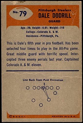 1955 Bowman 79 Dale Dodrill Pittsburgh Steelers (Foci Kártya) Dean Kártyák 2 - JÓ Steelers
