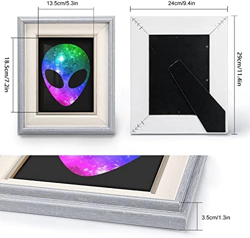 Kozmosz Színes Földönkívüli Fejét Fa DIY Képkeret Asztali Kijelző Kép Dekoráció 7.2×5.3