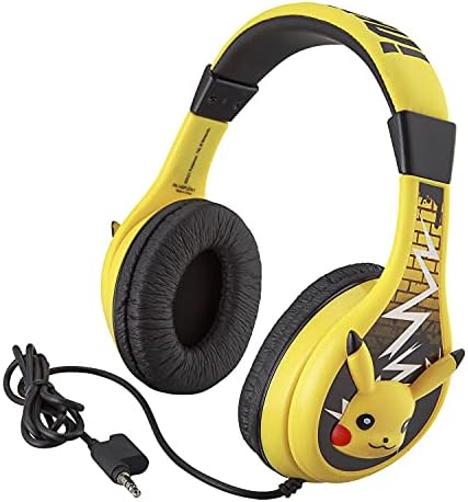 Pokemon Pikachu Gyerekek Fejhallgató, Állítható Fejpánt, Sztereó Hang, 3.5 Mm Jack, Vezetékes Fejhallgató Gyerekeknek, gubancmentes,