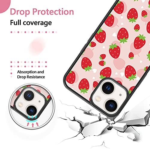 FANXI Rózsaszín Eper Telefon tok iPhone 13 - Ütésálló Védelmi Tervező Aranyos Cool Cover Pink Telefon Esetében a Lányok,