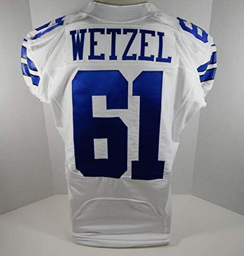 2015 Dallas Cowboys John Wetzel 61 Játék Kiadott Fehér Jersey - Aláíratlan NFL Játék Használt Mezek