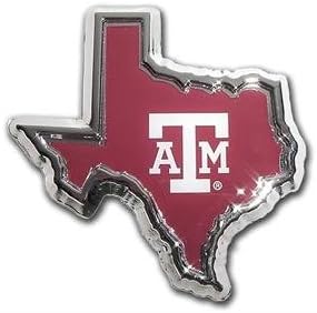 A Texas A&M Aggies Texas Alakú, Színű, Krómozott Fém Auto Jelkép