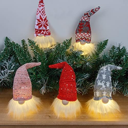 GONEBIN Kivilágított Karácsonyi Gnome,Kézzel készített Plüss Skandináv, svéd tomte barátja, világít Elf Játék Ünnep, Ajándék,