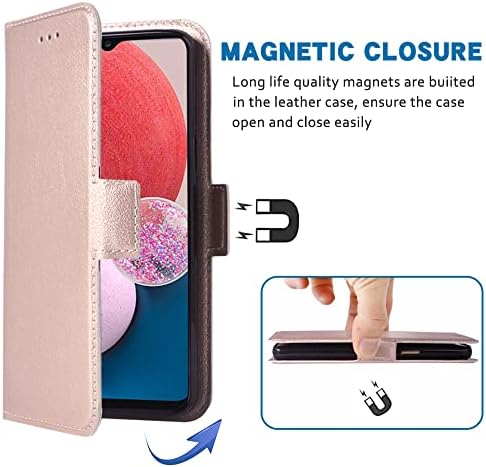 WWAAYSSXA Kompatibilis a Samsung Galaxy A13 4G Tárca Esetben Csukló Szíj, Zsinór vagy Bőr Flip-Kártya-tartó Állvány Sejt