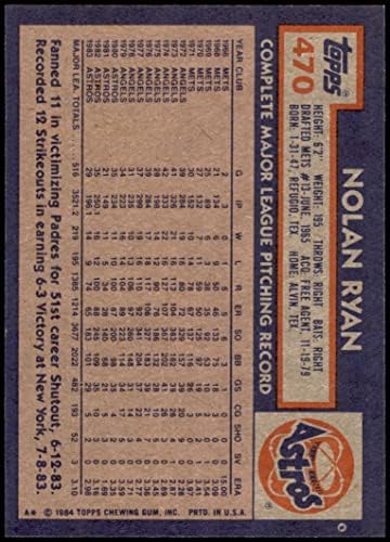 1984 Topps 470 Nolan Ryan Houston Astros (Baseball Kártya) NM/MT Astros