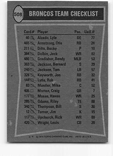 1978 Topps 508 Otis Armstrong/Még Mózes/Bill Thompson/Rick Upchurch TL EX Kiváló Denver Broncos Labdarúgó-Trading Card NFL