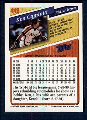 1993 Topps 448 Ken Caminiti Houston Astros Baseball, MLB