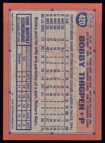 1991 Topps 420 Bobby Thigpen Chicago White Sox (Baseball Kártya) NM/MT White Sox