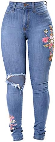 LARIAU Skinny Jeans Női Hímzett Vékony Zsebében, Magas Derék Gombot Y2K Stretch Farmer Nadrág Nadrág