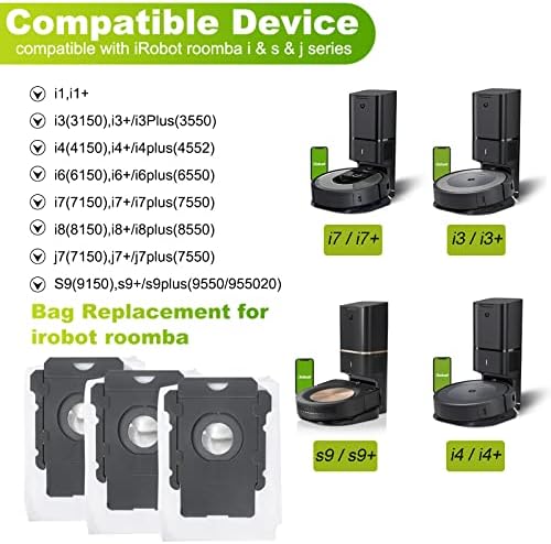 MADYNEEW 3 Csomag Újrafelhasználható Vákuum-Zsák az iRobot Roomba Táskák i7 i7+ i3 i3+ i4 i4+ i6 i6+ i8 i8+ j7 j7+ s9 s9+