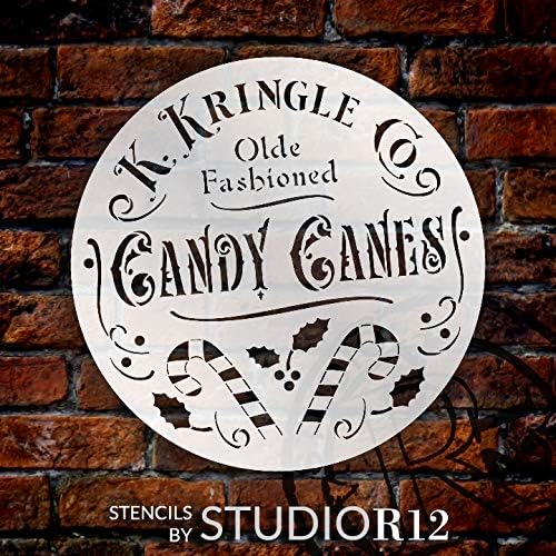 Kringle Candy Cane Co. Stencil által StudioR12 | DIY Régi Divat Karácsonyi Ünnep lakberendezés | Craft & Festeni a Fa Alá