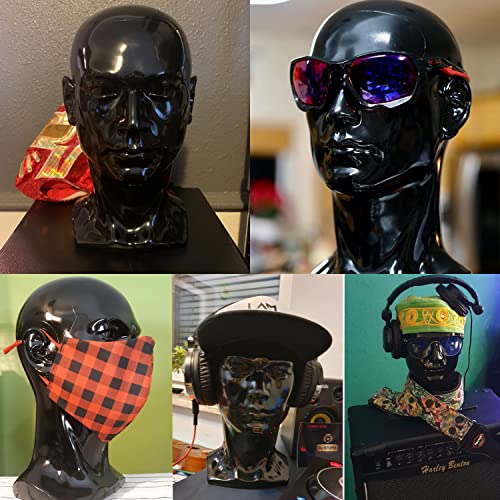 Fényes Fekete Manöken Fej Kozmetikus Férfi Képzési Modell Kalap, Paróka, Szemüveg, Headset Ékszerek Display Állvány