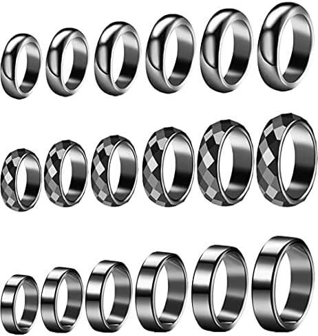 MOZAKA 18Pcs Hematit Gyűrűk Női Férfi Unisex Fekete Hematit Gyűrűk Gyökér Csakra Elnyeli a Negatív Energia Szorongás Egyensúly