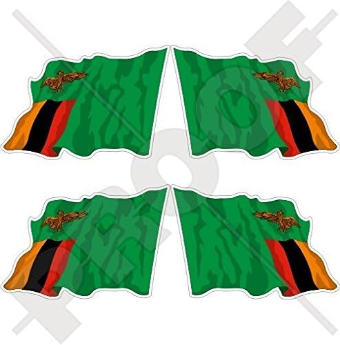 ZAMBIA Zambiai Repülő Zászló, Dél-Afrika az Afrikai 2 (50 mm) Vinil-Lökhárító Matrica, Matricák x4 (Bal-Jobb)