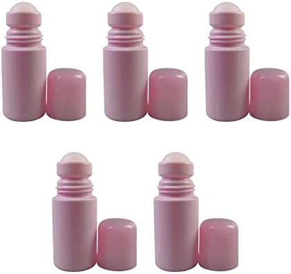 YonYeHong 50ml illóolaj Roller Üveg Szett 5db Műanyag Rózsaszín Üres Üveg Henger Üveg Újratölthető Tartály Parfüm Olaj