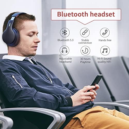LOBKIN Vezeték nélküli Bluetooth Fejhallgató Át Fül, Összecsukható 5.0 Bluetooth Fejhallgató fejhallgató Beépített Mikrofon,