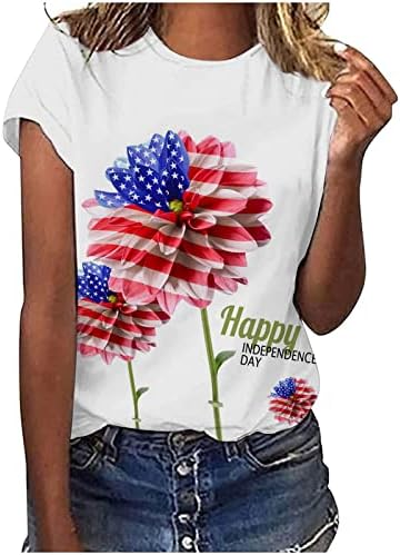 Tini Lány Legénység Nyak Blúzok Társalgó Blúzok Tshirts Rövid Ujjú Amerikai Csíkos Daisy Virágos Relaxed Fit Blúzok