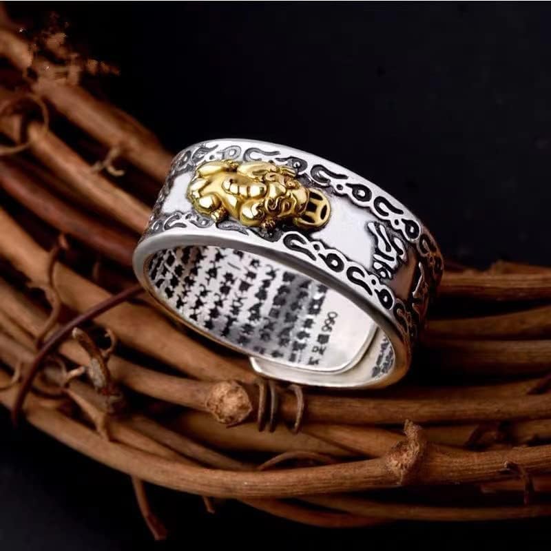 Feng Shui Pixiu Mantra Gyűrű a Férfiak Buddhista Jó Szerencse Amulett Mantra Dupla Védelem Gazdagság, Szerelem, Egészség