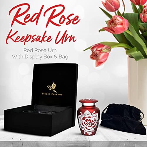 Rose Emlék Urna az Emberi Hamu - Kapacitás 3 cu in - Magasság 2.9 - Kis Piros Urna az Emberi Hamvakat a Box & Bag - Kézműves
