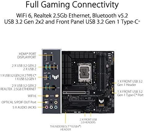 Az ASUS TUF JÁTÉK B760M-PLUS WIFI D4 Intel(13, illetve 12 Gen)LGA 1700 mATX alaplap,PCIe 5.0,2 xPCIe 4.0 M. 2 slot,DDR4,WiFi