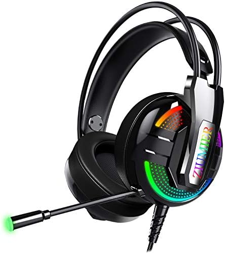 ZIUMIER Gaming Headset-Xbox Headset, PS4 Headset zajszűrős Mikrofon, illetve RGB Fény, Vezetékes PC Headset Sztereó Surround