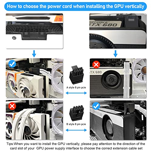 SYBECHATF Tápegység PSU Ujjú Hosszabbító Kábel Készlet, 90 Fokos Szögben Csatlakozó Adapter,ATX/EPS/8 Pin-PCIE PC TÁPEGYSÉG
