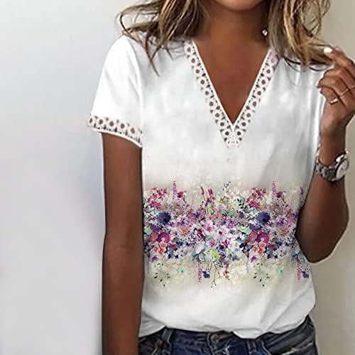 Nyáron Nő Aranyos Tshirt Csipke Design Maximum Divatos Alkalmi Laza Fit V Nyakú Tunika Póló Rövid Ujjú Szexi Grafika Blúz