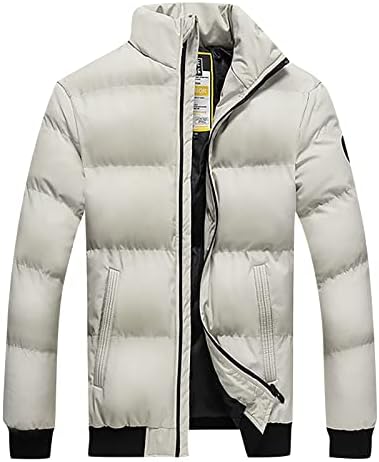 NBXNZWF Hajtóka Kabát Férfi Túlméretes Pamut Külső Puffer Kabát, Hosszú Ujjú Divatos Zip Fel Kényelmes, Puha egyszínű Téli