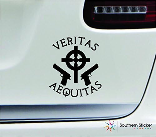 Veritas aequitas Igazság 5.4x6.1 Fekete Fegyvert Mottó Második Módosítás Becsület, Igazság Latin-amerikai Egyesült Államok,