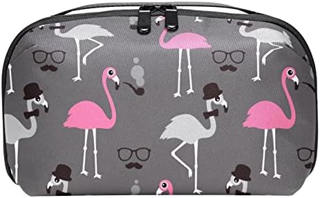 Női, Lányok rózsaszín szürke flamingók a cső Smink Táska, Tágas Kozmetikai Táska Tok Táska Táska Cipzárral