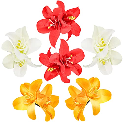 ANRONCH 6 Db Mesterséges Virág hajcsat, Bohém Virág Hajcsat Hawaii Hibiszkusz Plumeria Hajtű a Tengerparti Nyaralás, a Menyasszonyi