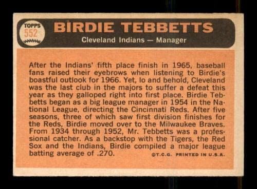 552 Birdie Tebbetts MG SP - 1966 Topps Baseball Kártyák (Csillag) Osztályozott EX+ - Baseball Asztalon Dedikált Vintage