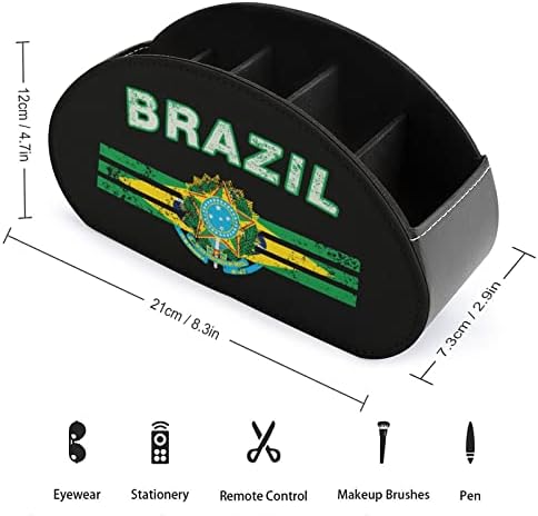 Brazil Zászló Távoli TV-Vezérlés Jogosultja PU Bőr Tároló Doboz Szervező, 5 Rekeszes Asztali Iroda
