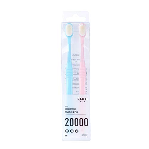 Sdoveb 2DB Szuper Puha Fogkefe Nano Ecset szájápolási Pár Utazási Napi Szükségletek,18 cm (Rózsaszín+Kék)