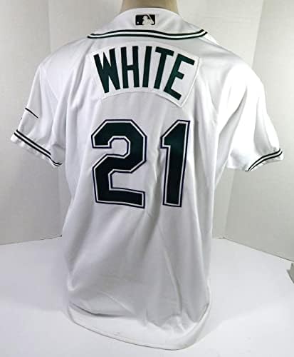 2001 Tampa Bay Ördög Sugarak Matt Fehér 21 Játék Kiadott Fehér Jersey-100 P 50 1 - Játék Használt MLB Mezek