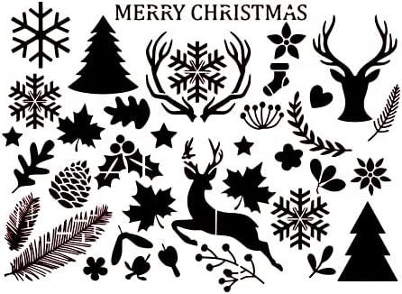 Készlet Boldog Karácsonyt Rénszarvas Holly Stencil A5 A4 A3 & Különböző Méretű Tartós Újrafelhasználható Mylar 125 190 Mikron