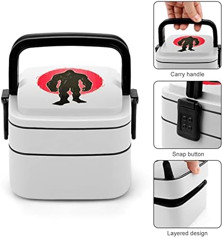 Bigfoot Nap Ebédet Hordozható Double-Layer Bento Box Nagy Kapacitású Ebéd Tartály Élelmiszer-Tartály Kanál