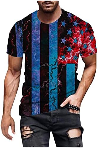 Férfi Grafikus Póló bajba jutott Amerikai Lobogó Ing, Alkalmi Elegáns Sleeve T-Shirt Hipszter Póló Függetlenség Napja