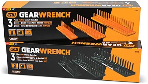 GearWrench 3 Pc. 1/4, 3/8 & 1/2 - Meghajtó Narancs Metrikus Socket Tároló Tálca Szett - 83119, valamint GEARWRENCH GEARWRENCH