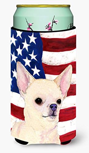 Caroline Kincsek SS4228TBC USA Amerikai Zászló Chihuahua Magas Fiú Ölelkezős, Lehet Hűvösebb Ujja Ölelkezős Mosható Gép Italt