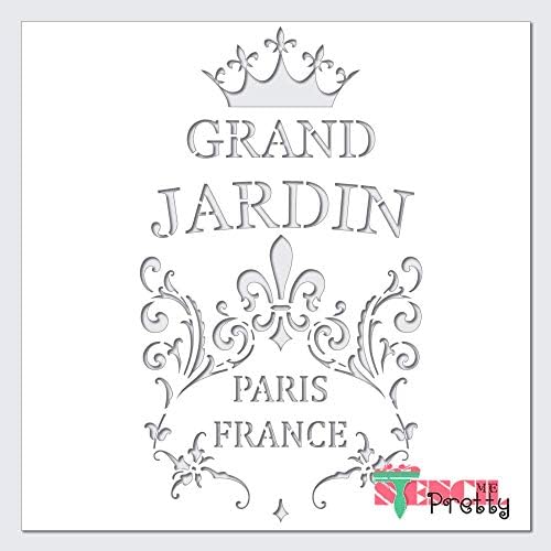 Sablon - Grand Jardin Elegáns francia Rusztikus Kerti Stencil Legjobb Vinil Nagy Stencil Festés, Fa, Vászon, Fal, stb.-Gyűjtőcsomagolás