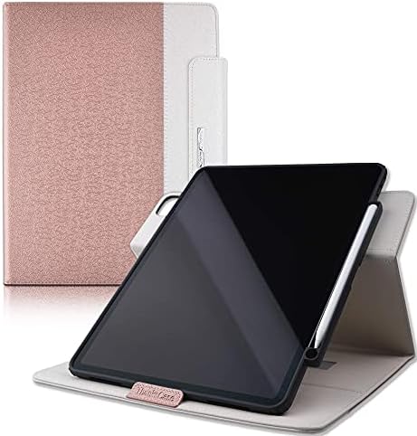 Thankscase Bőr tok Kompatibilis iPad Pro 12.9 2021 6. 5. Generációs, Forgó Állvány Fedél Zseb, Támogatja az Apple Ceruza