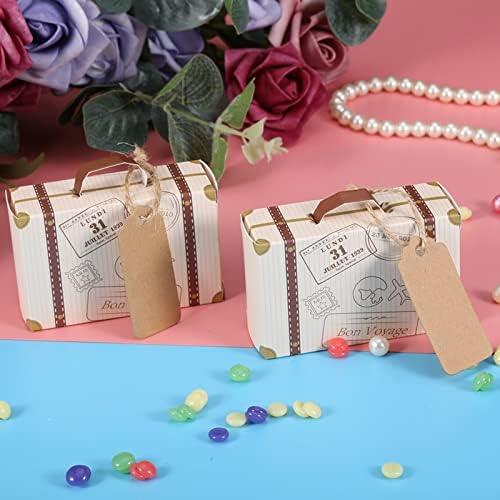 50 db/Készlet Regény Mini Candy Bőrönd, Elegáns Hordozható Karton Édesség Ajándék Doboz lakodalom Születésnapi Évforduló