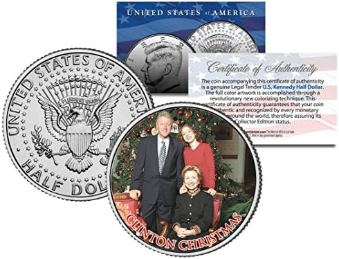 Clinton Karácsony Gyűjthető Művészeti Kennedy Fél Dolláros Érme Bizonyítvány Bill Chelsea Hillary