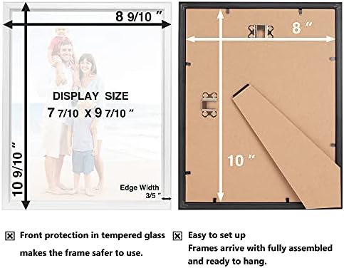 LaVie Haza 8x10 Képkeretek (4 Pack, White & Black) Egyszerű Célja, Képkeret, Nagy Felbontású Üveg Fali & Táblázat Felső Kijelzőn,