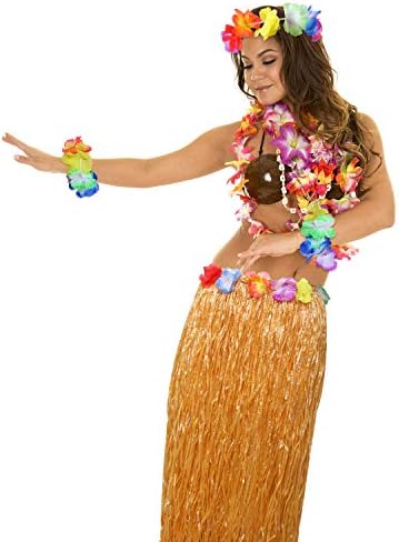 Elcoho 8 Db Hawaii Hula Fű Szoknya Napszemüveg Virágfüzérek Nyaklánc Karkötő Szett