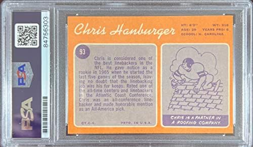 Chris Hanburger auto írva 1970 Topps 93 kártya PSA Tokozott Washington