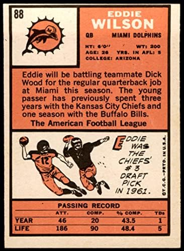 1966 Topps 88 Eddie Wilson Miami Dolphins (Foci Kártya) EX/MT Delfinek Arizona