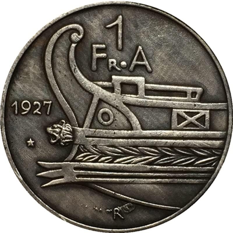 QINGFENG 23 MM Tiszta Réz ezüstözött Antik Ezüst Érme Albánia Érme 1927 Kézműves